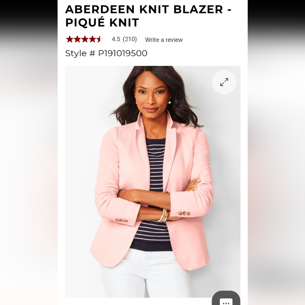 NWOT Talbots ABERDEEN KNIT BLAZER - PIQUÉ KNIT